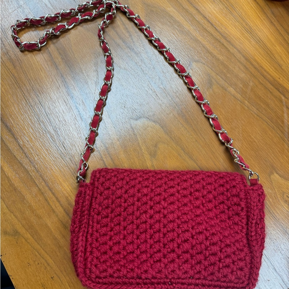 Catarina Bertini Crochet Chain-Handle Crossbody Bag in Red - Picture 3 of 8